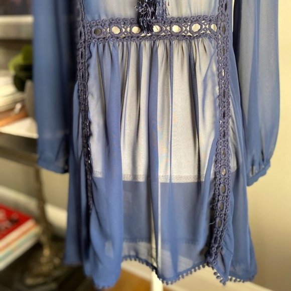 Romeo & Juliet Sheer Tunic Dress/Cover-Up Navy XS - Picture 4 of 9